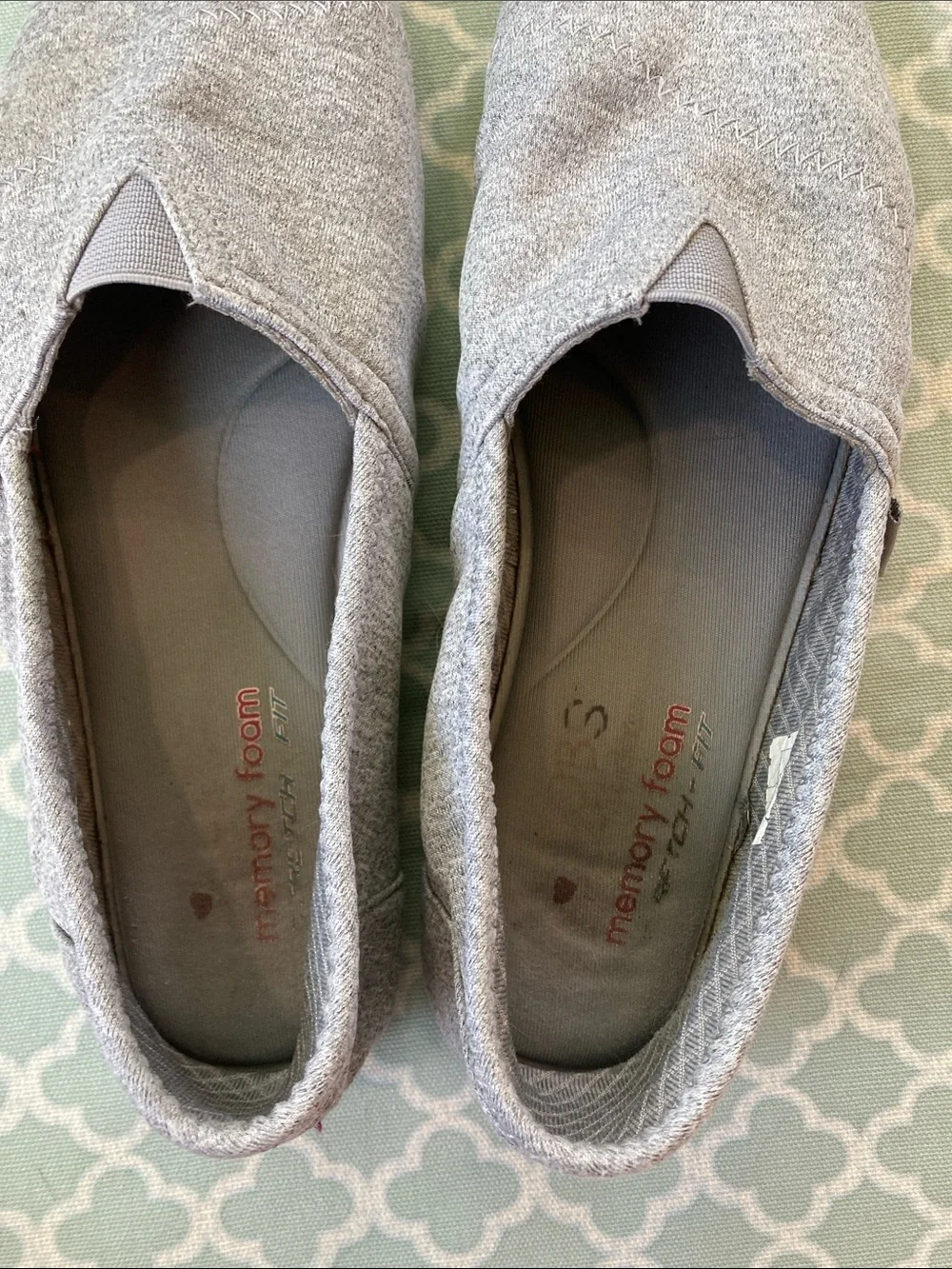 Bobs Skechers Gray Slip On Memory Foam Shoes 8
